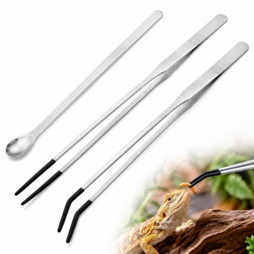 3 PCS Reptile Feeding Tongs Stainless Steel Feeding Tongs for Reptiles