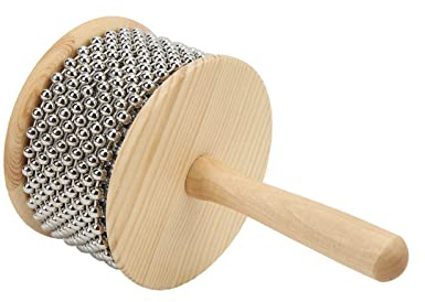 BTOSEP Steel Ball Cabasa slagverksleksak för barn med trähandtag för barn från 4 år, miljövänlig och bärbar (stor läsning)