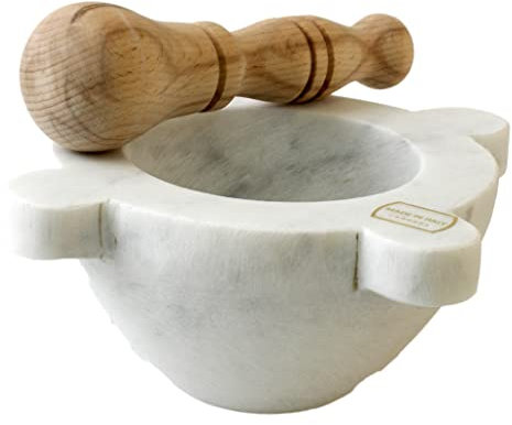 MARMO IN MRM320110 Mortaio, Cm 18, H.10 Marmo, Bianco, con Pest