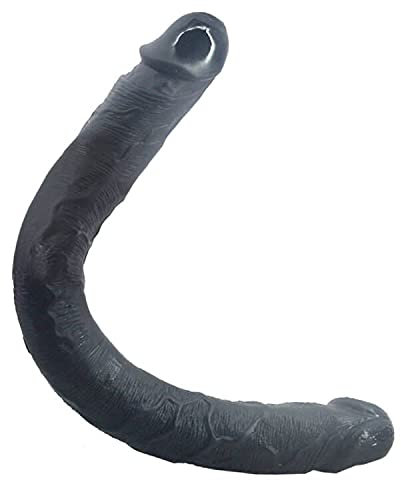 SXOVO Doppeldildo, Realistische und Biegsame Penis-Nachbildung Dong Sex Spielzeug für Frauen Lesbisch Homosexuelle (46cm) (Schwarz)