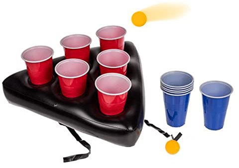 Monsterzeug Beer Pong Hat Inflatable, Trinkspiel Bierpong Hut aufblasbar, Partyzubehör mit Bechern und Bällen
