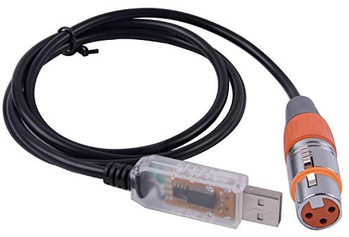 Cavo adattatore / convertitore da USB FTDI a seriale a 3 pin DMX RS485 XLR, per apparato di illuminazione da palcoscenico 182 cm Guscio trasparente USB