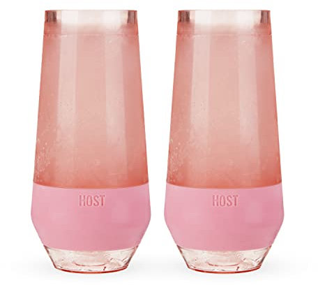 Host Champagne Freeze Bicchiere refrigerante, bicchieri per vino a doppia parete isolati congelabili senza stelo | con impugnatura in silicone isolata, Set da 2, 266 ml - Tinta sfumata (10038)