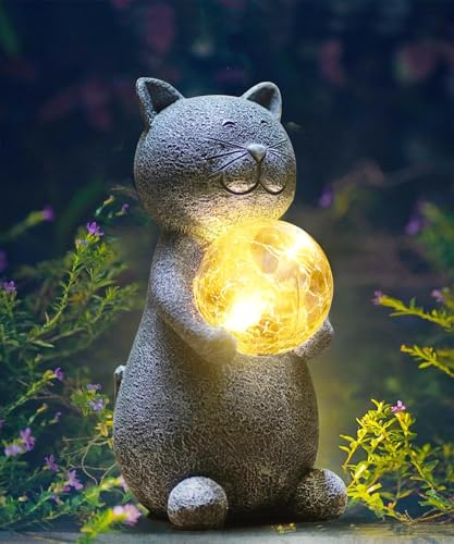 Goodeco Cat Statue Garden Ornaments Solar Powered LED Lights
