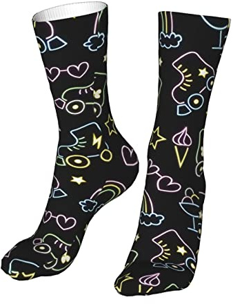 AOOEDM Medias de patín con letrero de neón, calcetines para mujer y hombre