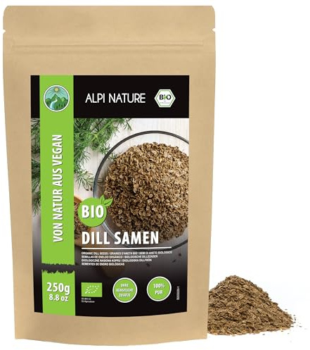 Alpi Nature Dillsamen ganz BIO 250g, Dill Samen ganz für Gewürzmischungen und Kräutertee, Einlegegewürz