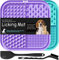 Lesipee Leckmatte für Hunde/Katzen, Langsamfütterer, Angstlöser, Hundespielzeug-Futtermatte, für Butter, Joghurt, Erdnussbutter, Baden, Fellpflege, Training, Beruhigungsmatte, 2er-Pack (Cyan & Lila)