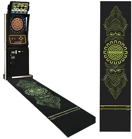 QCHIAN Gummi-Dartmatte – professioneller Dart-Bodenteppich, 300 x 69,8 cm, 3 Abstände mit Wurflinien, rutschfestes Design for den Heim-Pub-Club