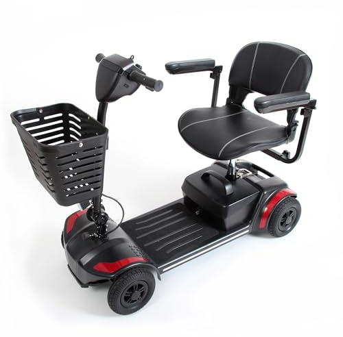 Journey Adventure Mobility Scooter – Lightweight Electric Motorized Travel Scooter for Adults & Seniors – Heavy Duty 300 Lb Weight Capacity – Red