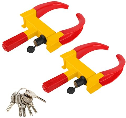 OPL5 Wheel Lock, 2 Packs Universal Wheel Clamp Lock,Heavy-Duty Car Security Trailer Tires Wheel Lock,Adjustable Trailer Lock Tires Anti Theft for Car SUV Boat Motorcycle Golf Cart, with 6 Keys