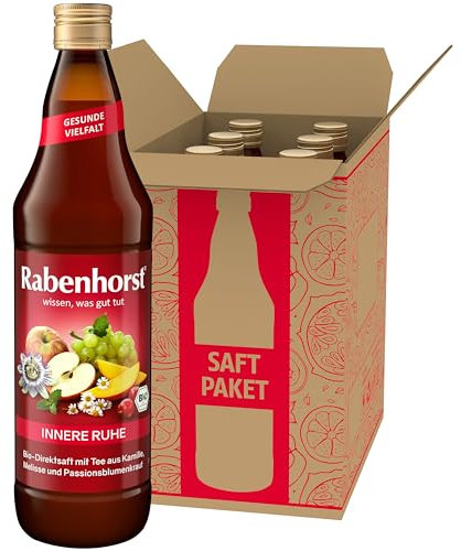 RABENHORST Innere Ruhe BIO, 6er Pack (6 x 700 ml) - Bio-Mehrfruchtsaft mit Kamillen-Melissen-Passionsblumenkrauttee
