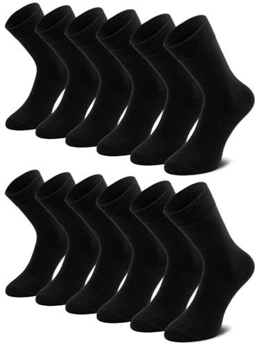 QINCAO Chaussettes Homme Coton Lot de 6 & 10 Travail Quotidien | Décontracté, Respirantes, Renforcées Talon Pointe, Durables, Unies, Noires & Blanches, Bureau Loisirs