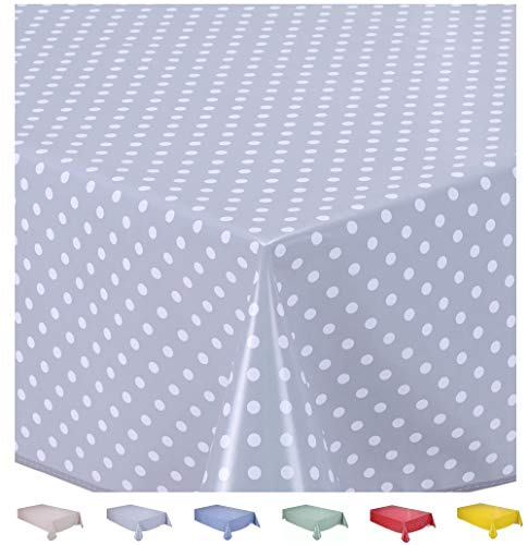 Home Direct Nappe en Toile cirée Facile à Nettoyer en PVC, Protection de Table, Petits Pois, 100 cm x 140 cm, 39x55 Gris Clair