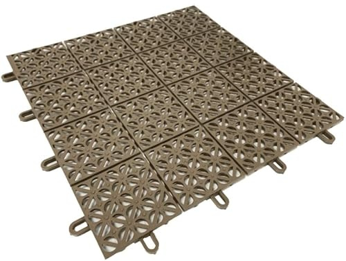 Ezooza MultiFlex – 11 Piastrelle Drenanti Flessibili per Esterni (1 m²), 30x30 cm, Plastica Riciclata, Colore: Beige