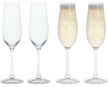 Dartington Crystal Bliss Champagne Flutes | Set of 4 Sparkling Wine Glasses | Elegant Crystal Glassware for Prosecco, Champagne & Celebrations