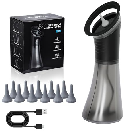 Yomshi Electric Ear Wax Remover Kit, Safe Ear Cleaner with 2-in-1 Water Tank, Ear Irrigation Flushing System, 3 Pressure Levels, Multiple Nozzles, Ear Syringe Tool, Black