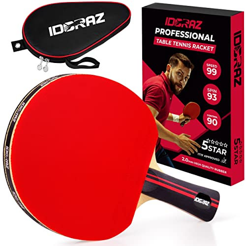 Idoraz Ping Pong Paddle Profi Schläger - Tischtennisschläger mit Tragetasche - ITTF zugelassenes Gummi für Turnierspiele - Bestes Tischtennis-Paddel