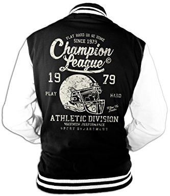 Hommes College Veste Champion Super Bowl Football Américain Old School - Noir, L