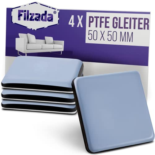Filzada® 4x Teflonglidare Självhäftande 50 x 50 mm - Möbelglidare PTFE