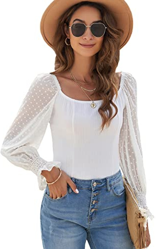 NBBNYJ Body donna elegante a maniche lunghe a sbuffo bodysuit sexy Solid Swiss Dot Ribbed aderente top elasticizzato girocollo leotard lingerie