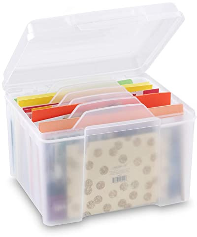 Augnongly Organizador de tarjetas de felicitación y caja de almacenamiento con 6 divisores ajustables para tarjetas de cumpleaños, fotos, manualidades