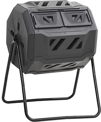 Gartenkomposter, XIAOGUANG Schnellkomposter, Trommelkomposter, Kompost Garten, Composter, Biotonne, Kompostierer, Komposttonne, Schwarz 73x64x95 cm 160 L
