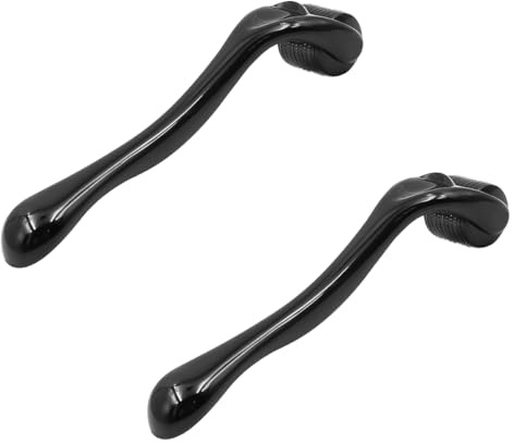Alnicov 2 pcs 0,5 mm Derma Roller pour microneedling Barbe Croissance pour Cicatrices Rides Perte de Cheveux avec 540 Micro-Aiguilles en Acier Inoxydable Soins capillaires pour Hommes Femmes (Noir)