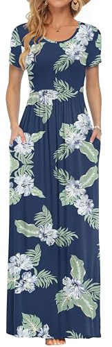 AUSELILY Maxi Dress for Women Summer Casual Long Dress Leaf Flower XXL