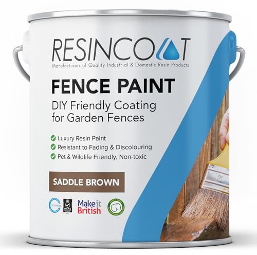 Resincoat Fence Paint, Weather Resistant Garden Fence Paint, Premium Acrylic Resin Formula, Matt Finish, Ideal for Outdoor Wood, Fence Panels, Cement Posts, Gravel Boards, Oak Brown, 5 Litres