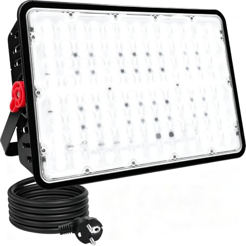 Indmird LED Strahler Außen 400W, 40000LM Led Aussenstrahler 6500K Kaltweiß led Scheinwerfer IP66 Wasserdicht Baustrahler LED Flutlicht für Garten Garage Sportplatz Hof Flur