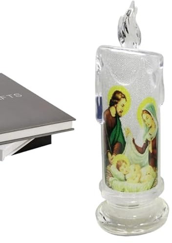 Candele Senza Fiamma - Luce Di Gesù a Led Alimentata A Batteria | Candela Riscaldatore Cristo Decorativo, Portacandele Chiesa Multifunzionale Per Camera, Sala Da Pranzo E Spazi