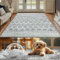 TOPICK Teppich Waschbar Boho Eingangsbereich Marokkanischer Niedrigfloriger Geometrischer Fleckenabweisend, rutschfest Ultradünner für Küche Schlafzimmer Bauernhaus Badezimmer Tür 90x150(cm) Grau