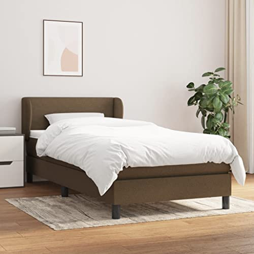 OHOOWOO Boxspringbett mit Matratze Dunkelbraun 90x200 cm Stoff,Bequemes Boxspringbett für erholsame Nächte und gemütliche Stunden im Bett