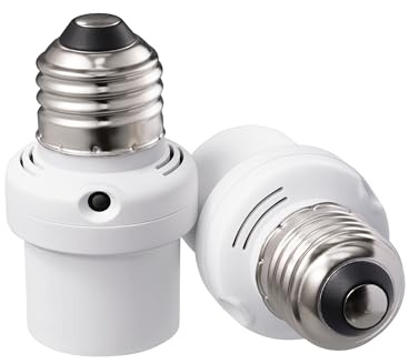 DEWENWILS Light Sensor Socket, E26/E27 Socket Adapter, Automatic Dusk to Dawn, Double Sensors for Porch/Wall Light Fixtures, Compatible with Incandescent/CFL/LED/Halogen, 2 Pack, White, ETL Listed