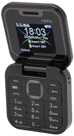 ASHATA Mini Teléfono Móvil con Tapa, Teléfono Celular Plegable 2G Soporte para Teléfono Pequeño Radio FM Voz Mágica Lista Negra Vibración de Marcación Rápida, 32 MB de RAM, 2 Ranuras