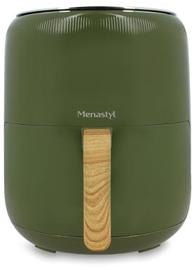 MENASTYL - Friteuse sans huile à air chaud Colorama - Olive - sans PFAS - 4.5L - 8 programmes - Température jusqu'à 200°C - Minuterie 1 heure - Panier et grille compatibles lave-vaisselle - 6025006