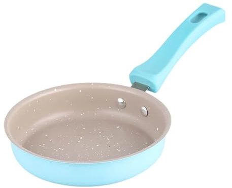 Nhemeylp Non-Stick Frying Pan with Heat-Resistant Handle Rapid Heat Conduction Small Frying Pans 12cm Portable Camping Cooking Omelette Pan for Suitable for All Hobs Including Induction (Blue)