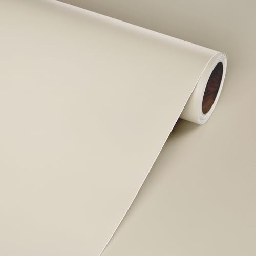 Livelynine Carta da Parati Beige Adesiva Muro 90CMx500CM Carta da Parati Autoadesiva Muro Beige Camera Letto Bagno Lavabile Pellicola per Mobili Adesiva Cucina Cassetti Adesivo per Mobili Tinta Unita