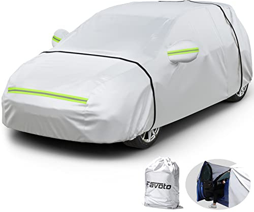 Favoto Funda para coche, impermeable, cortavientos, protección UV, resistente al polvo, 370 – 400 cm, para invierno, verano, con cremallera