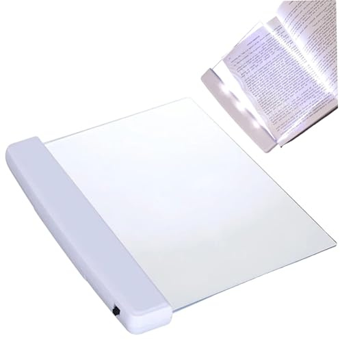 Muzrunq Lampada da libro piatta 6, 7x5, 7 pollici Lampada da lettura a LED trasparente a pagina intera da libro per leggere letto da luci per pagina per regali per adulti.