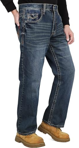 BOCOMAL FR Jeans for Summer Midweight EX-Soft Relaxed Boot Cut Vintage Washed Flame Resistant Work Pants NFPA2112 CAT2