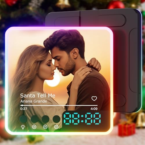 witfox Imanes Personalizados Nevera con Música - Iman Personalizado con Foto y Canción de Spotify, con Tira de Luces y Reloj, Regalo de Targa Spotify Personalizada para Familiares