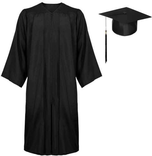 AUYAO Graduation Gown and Cap for Adults Hat Matte Bachelor University Party Robe Stole Outfit Set Women Men Graduation Costume Outfit Set for University Bachelor High School Ceremony