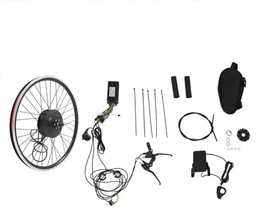 Poyujkyhr Kit de conversion de vélo électrique 36 V 500 W roue avant 24 pouces avec écran, régulateur de vitesse, capteur PAS et poignée d'accélérateur, 5 vitesses, 35 km/h, kit de conversion roue
