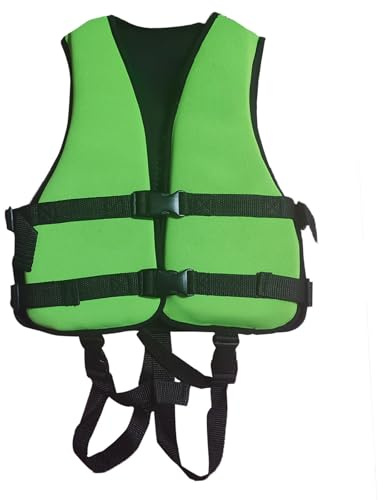 Costume da bagno per bambini con cerniera frontale, cinghie regolabili, per sport acquatici, surf, piscina, spiaggia, adatto per ragazze e ragazzi, verde, 6-8 anni