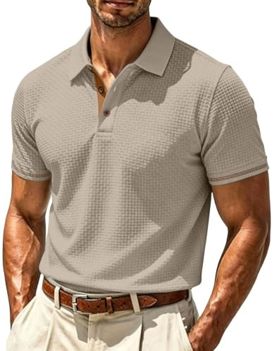 Breeze Polo Shirts for Men Beer Belly Wearbreeze Collared Textured Shirt Stretchy Quick Dry Casual Golf Short Sleeve, Ultra Comfortable Textured Breathable Refreshing Silky