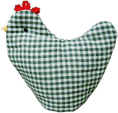 matches21 Eierwärmer Stoff Eiwärmer Huhn Landhaus kariert grün weiß & Herz gestickt für Küche & Tisch 12 cm