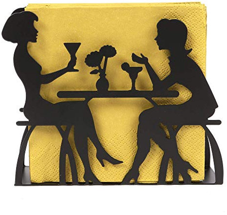 ORNAMI Metal Napkin Holder, Decorative Tissue Holder for Table (Dining Design, Black, 1)