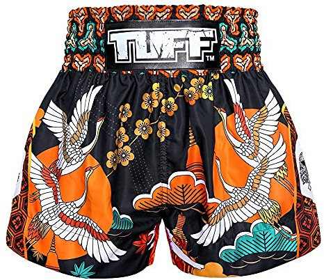 Tuff Sport Short de Boxe Muay Thai, Style Traditionnel, MMA, entraînement, Kickboxing, Tuf-MS655-BLK, Taille L