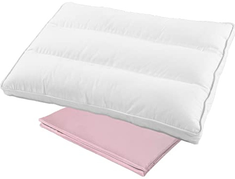 Aisawate Child Toddler First Pillow - Ergonomic Sleep Neck Support With Pillowcase for Boys Girls - Three-Dimensional Head Cushion for Cot Bed Travel - 100% Cotton Soft
